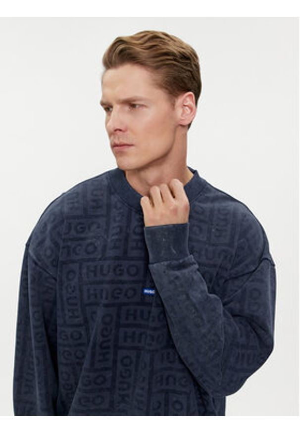 Hugo Bluza Nenry 50510545 Granatowy Relaxed Fit. Kolor: niebieski. Materiał: bawełna