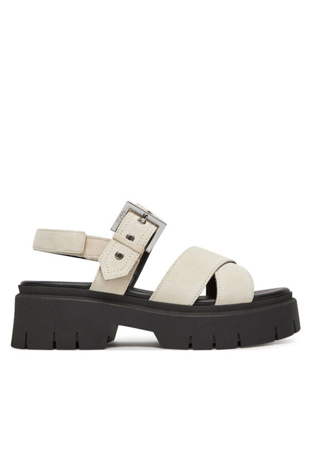 Hugo - HUGO Sandały Kris_Sandal_BKSD 50541753 Écru. Materiał: skóra, zamsz