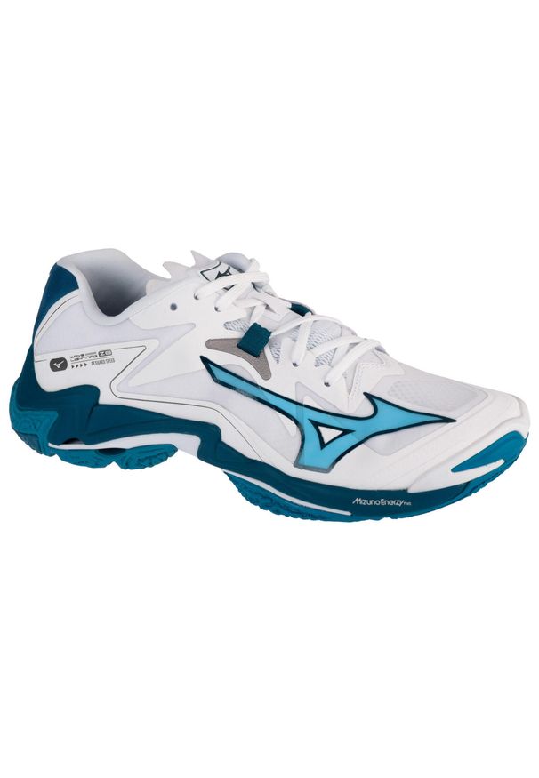 Buty siatkarskie męskie Mizuno Wave Lightning Z8. Zapięcie: sznurówki. Kolor: biały, szary, wielokolorowy. Materiał: materiał. Szerokość cholewki: normalna. Model: Mizuno Wave. Sport: siatkówka