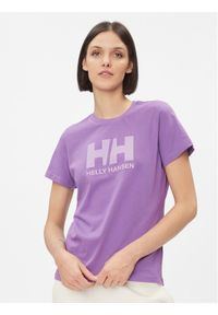 Helly Hansen T-Shirt Logo 34112 Fioletowy Regular Fit. Kolor: fioletowy. Materiał: bawełna