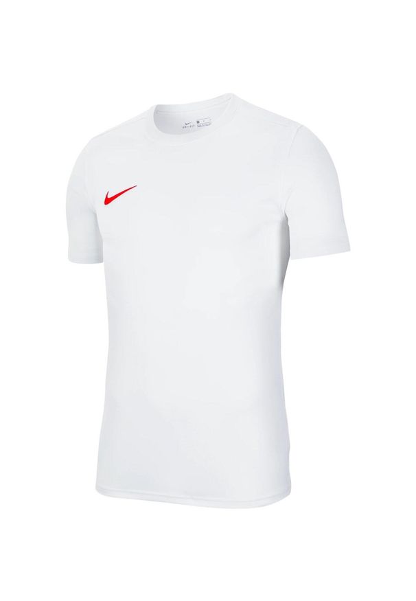 Koszulka piłkarska dziecięca Nike Dry Park VII treningowa szybkoschnąca Dri Fit. Kolor: czerwony, wielokolorowy, biały. Technologia: Dri-Fit (Nike). Sport: piłka nożna