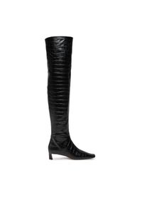 MICHAEL Michael Kors Muszkieterki Cosmo Crocodile Embossed Leather Boot 40F4CSMB5E Czarny. Kolor: czarny. Materiał: skóra