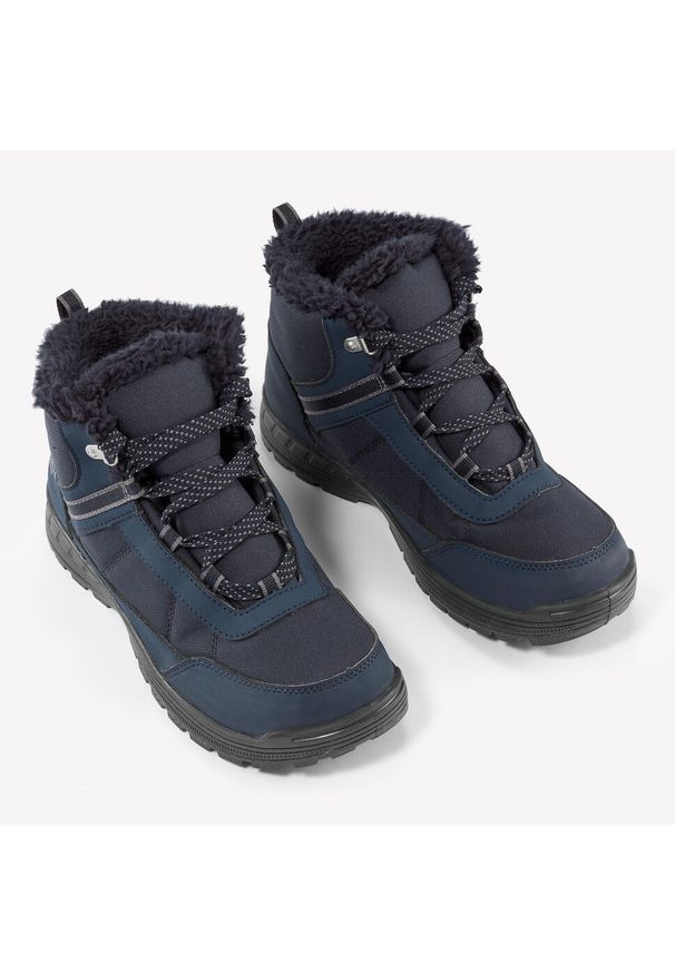 quechua - Buty turystyczne dla dzieci Quechua SH100 Warm wodoodporne. Zapięcie: sznurówki. Kolor: niebieski, szary, wielokolorowy. Szerokość cholewki: normalna. Sezon: zima. Sport: turystyka piesza