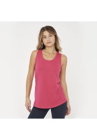 LEGEA - Top fitness damski MIMAS ciemnoróżowy. Kolor: różowy. Materiał: bawełna. Sport: fitness #1