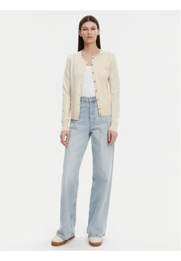 GAP - Gap Kardigan 443176-56 Beżowy Regular Fit. Kolor: beżowy. Materiał: bawełna