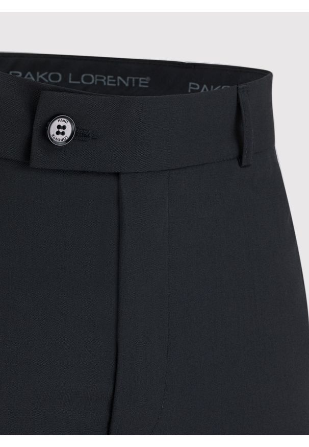 Pako Lorente - Gładkie czarne spodnie garniturowe P000B-6G-001-C-S. Kolor: czarny. Materiał: poliester, wełna. Wzór: gładki