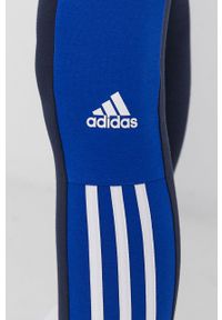 Adidas - adidas Legginsy damskie kolor granatowy z aplikacją. Stan: podwyższony. Kolor: niebieski. Materiał: bawełna, dzianina. Wzór: aplikacja #4