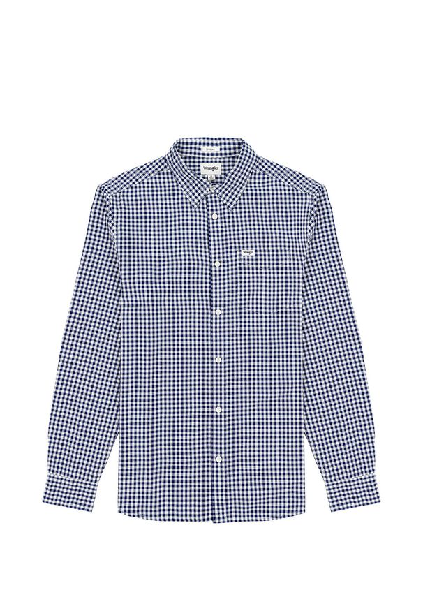 Wrangler - WRANGLER MĘSKA KOSZULA LS 1 PKT BUTTON DOWN NAVY 112345377 W5B1011976. Typ kołnierza: button down