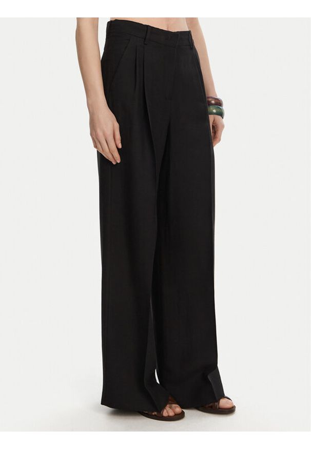 Weekend Max Mara Spodnie palazzo Veliero 2515131132 Czarny Wide Leg. Kolor: czarny. Materiał: len, wiskoza
