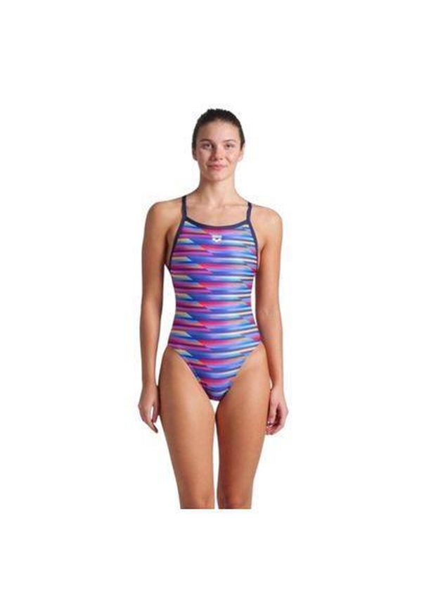 Strój Kąpielowy damski Arena Racing Stripe Swimsuit. Kolor: wielokolorowy, niebieski, fioletowy, brązowy. Materiał: materiał