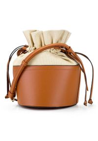 Wittchen - Torebka bucket bag z ekoskóry i płótna. Kolor: brązowy. Wzór: kwiaty. Sezon: lato. Materiał: skórzane #6
