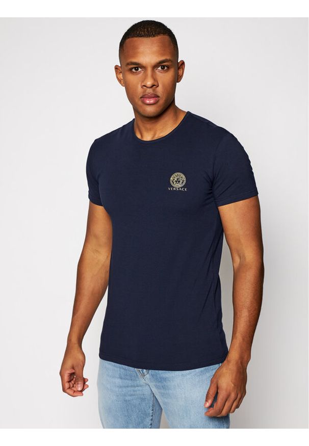 VERSACE - T-Shirt Versace. Kolor: niebieski