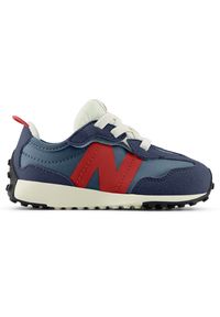 Buty niemowlęce New Balance NW327VD – niebieskie. Okazja: na co dzień. Zapięcie: rzepy. Kolor: niebieski. Materiał: syntetyk, materiał. Szerokość cholewki: normalna. Wzór: kolorowy