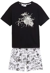 bonprix - Bawełniana piżama chłopięca z krótkimi spodniami (2 cz.). Kolor: biały. Materiał: bawełna. Długość: krótkie #1