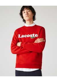 Lacoste - LACOSTE - Bawełniana bluza z logo. Okazja: na co dzień. Kolor: czerwony. Materiał: bawełna. Długość rękawa: długi rękaw. Długość: długie. Wzór: haft. Styl: klasyczny, casual, sportowy #1