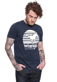 Wrangler - WRANGLER T SHIRT SS HORSE TEE DARK NAVY W7G1D3XAE. Wzór: nadruk #7