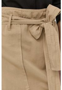 Hugo - HUGO spódnica kolor beżowy mini prosta. Okazja: na co dzień. Kolor: beżowy. Materiał: tkanina. Styl: casual #2