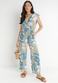 Born2be - Miętowy Kombinezon Fobly. Kolor: miętowy. Długość rękawa: bez rękawów. Długość: długie. Wzór: kolorowy, kwiaty. Styl: elegancki #6