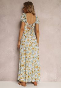 Renee - Jasnoniebieska Sukienka Svard. Typ kołnierza: dekolt gorset. Kolor: niebieski. Materiał: tkanina. Typ sukienki: gorsetowe. Styl: boho. Długość: maxi
