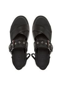 Hugo - HUGO Sandały Kris_Sandal_BKNA 50542072 Czarny. Kolor: czarny. Materiał: skóra
