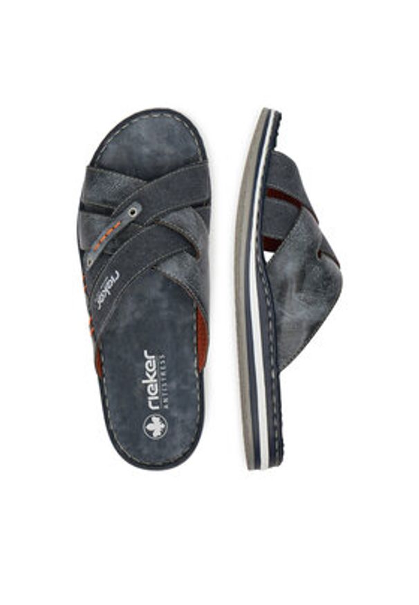 Rieker Klapki 21599-14 Granatowy. Kolor: niebieski. Materiał: materiał