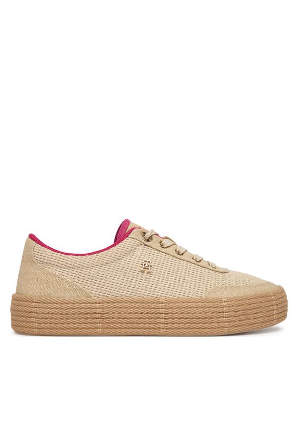 TOMMY HILFIGER - Tommy Hilfiger Espadryle Th Foxing Platform Rope FW0FW09173 Beżowy. Kolor: beżowy. Materiał: materiał. Obcas: na platformie