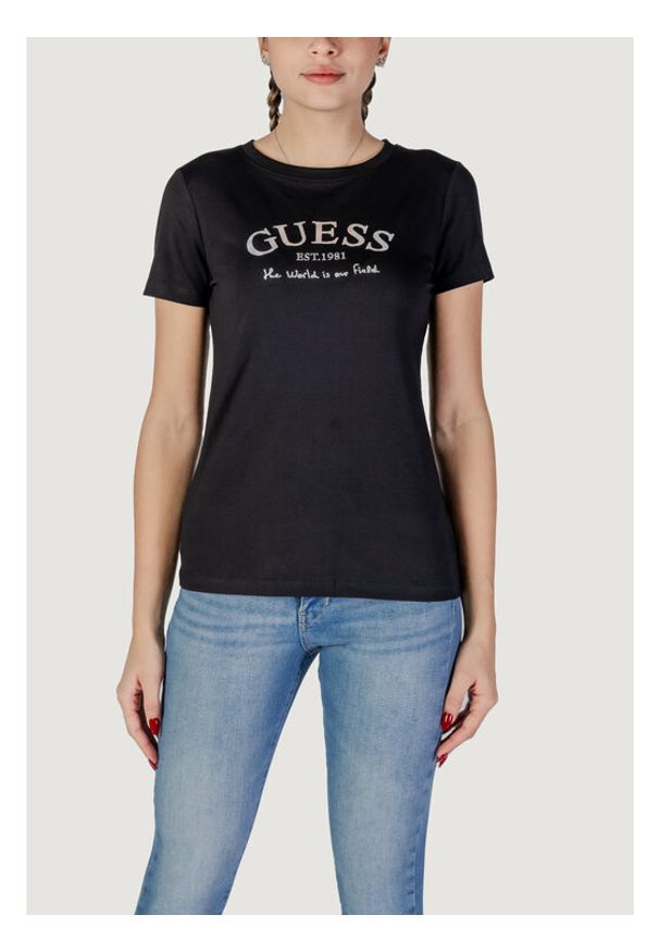 Guess T-Shirt V5RI16 J1314 Czarny Shirt Fit. Kolor: czarny. Materiał: bawełna