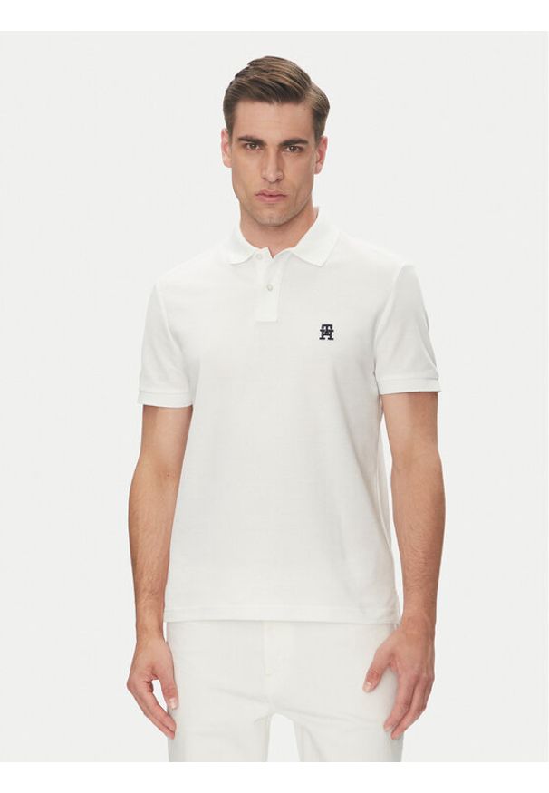 TOMMY HILFIGER - Tommy Hilfiger Polo MW0MW33167 Biały Regular Fit. Typ kołnierza: polo. Kolor: biały. Materiał: bawełna