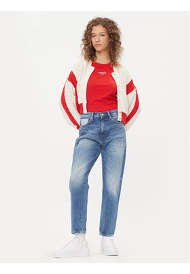 Tommy Jeans Kardigan Archive DW0DW15856 Écru Regular Fit. Materiał: syntetyk