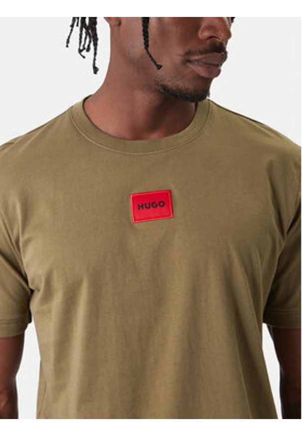 Hugo - HUGO T-Shirt Diragolino 50447978 Zielony Regular Fit. Kolor: zielony. Materiał: bawełna