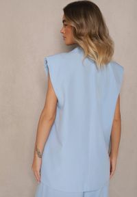 Renee - Niebieska Garniturowa Kamizelka z z Usztywnioną Linią Ramion Ellamira. Okazja: na co dzień. Kolor: niebieski. Materiał: skóra. Styl: klasyczny, casual #5