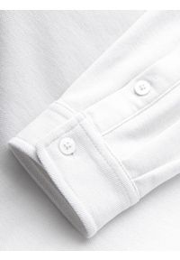 Ombre Clothing - Dzianinowa koszula męska SLIM FIT z długim rękawem – biała V1. Kolor: biały. Materiał: dzianina. Długość rękawa: długi rękaw. Długość: długie #4