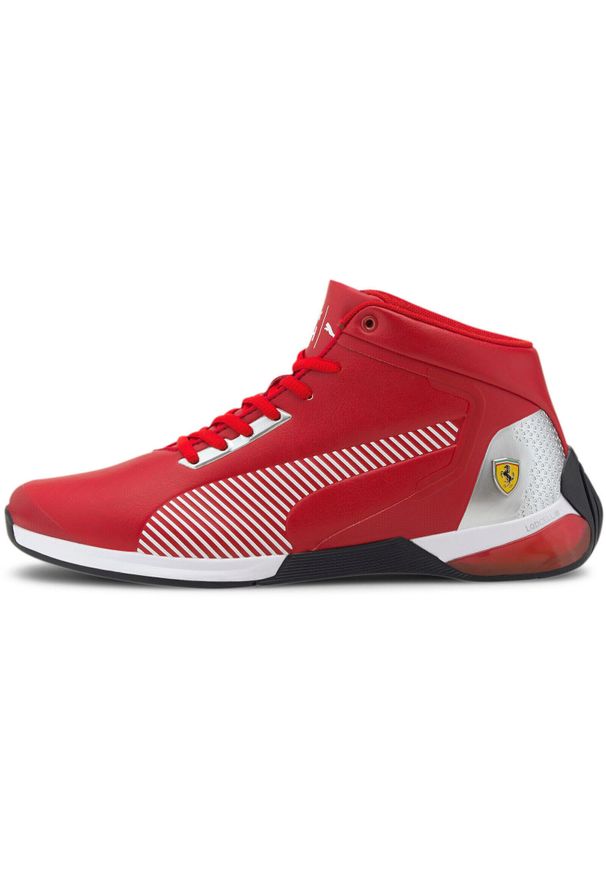 Adidasy Puma Ferrari Race Kart Cat-X Mid, Mężczyźni. Kolor: czerwony. Materiał: skóra ekologiczna, materiał