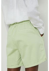 medicine - Medicine szorty jeansowe damskie kolor zielony gładkie high waist. Stan: podwyższony. Kolor: turkusowy. Materiał: jeans. Wzór: gładki #2