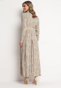 Born2be - Jasnoniebieska Sukienka z Guzikami i Plecionym Paskiem z Klamrą Aralty. Kolor: niebieski. Długość rękawa: długi rękaw. Sezon: wiosna, lato. Typ sukienki: koszulowe #2