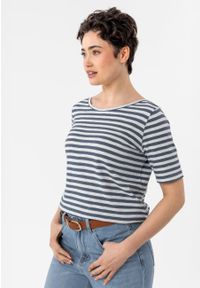 Volcano - Koszulka w paski, bawełna organiczna, TM-DAVI. Okazja: na co dzień. Materiał: bawełna. Długość rękawa: krótki rękaw. Długość: krótkie. Wzór: paski. Styl: casual, klasyczny #1