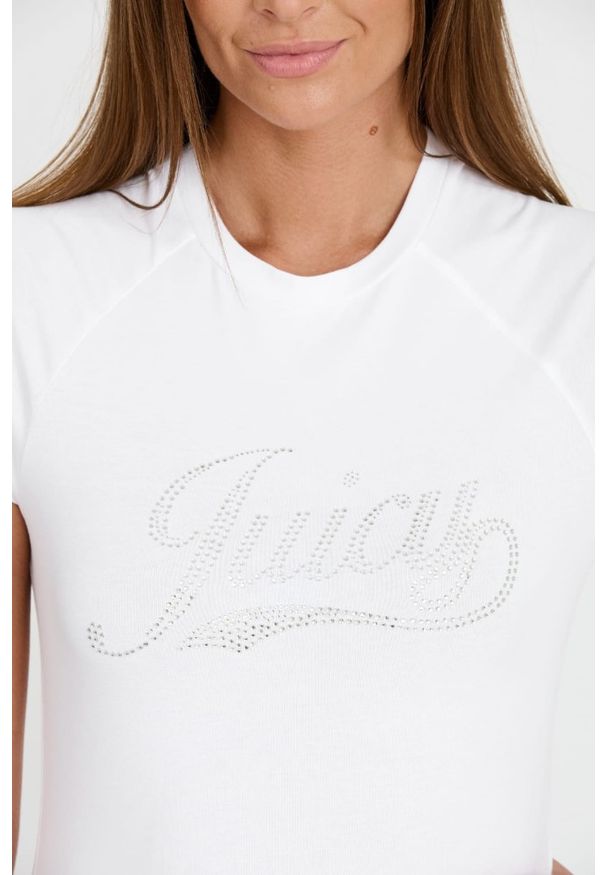 Juicy Couture - JUICY COUTURE Biały t-shirt Retroshrunken Tee. Kolor: biały