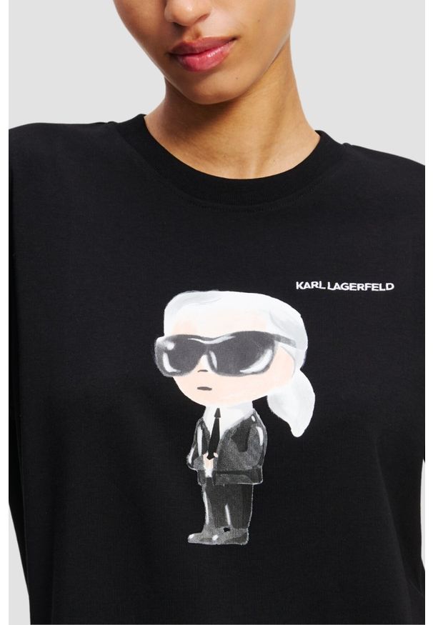 Karl Lagerfeld - KARL LAGERFELD Czarny t-shirt damski Ikon Aquarelle K, Rozmiar XS. Kolor: czarny