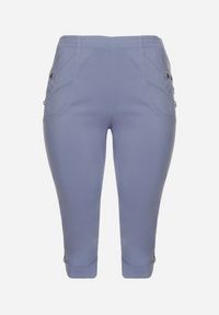 Born2be - Niebieskie Spodnie z Wiskozą i Ozdobnymi Guzikami Lireza. Okazja: na co dzień. Kolor: niebieski. Materiał: wiskoza. Styl: klasyczny, casual #6