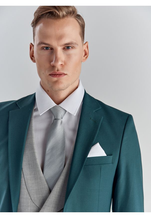 Pako Lorente - PAKO LORENTE – Zielona marynarka garniturowa P22SF-3G-017-Z-S. Okazja: na ślub cywilny, na wesele. Kolor: zielony. Materiał: wełna