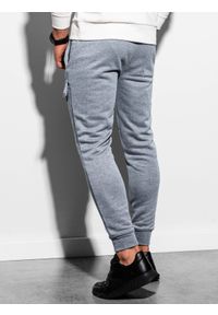 Ombre Clothing - Spodnie męskie dresowe joggery P904 - szary melanż - XL. Kolor: szary. Materiał: dresówka. Wzór: melanż #4
