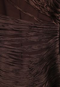 Born2be - Brązowa Wieczorowa Sukienka na Ramiączkach z Ozdobnymi Frędzlami Vilinania. Okazja: na wesele, na ślub cywilny, na imprezę. Kolor: brązowy. Długość rękawa: na ramiączkach. Typ sukienki: oversize. Styl: wizytowy #7