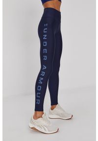 Under Armour - Legginsy. Kolor: niebieski. Materiał: dzianina. Wzór: nadruk #1