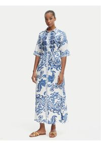 Iconique Sukienka koszulowa Emma IC26-038 Niebieski Regular Fit. Kolor: niebieski. Materiał: wiskoza. Typ sukienki: koszulowe #1