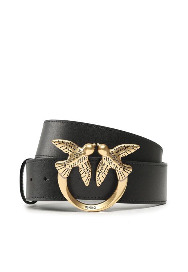 Pinko Pasek Damski Love Berry H4 Belt PE 23 PLT01 100120 A0F1 Czarny. Kolor: czarny. Materiał: skóra