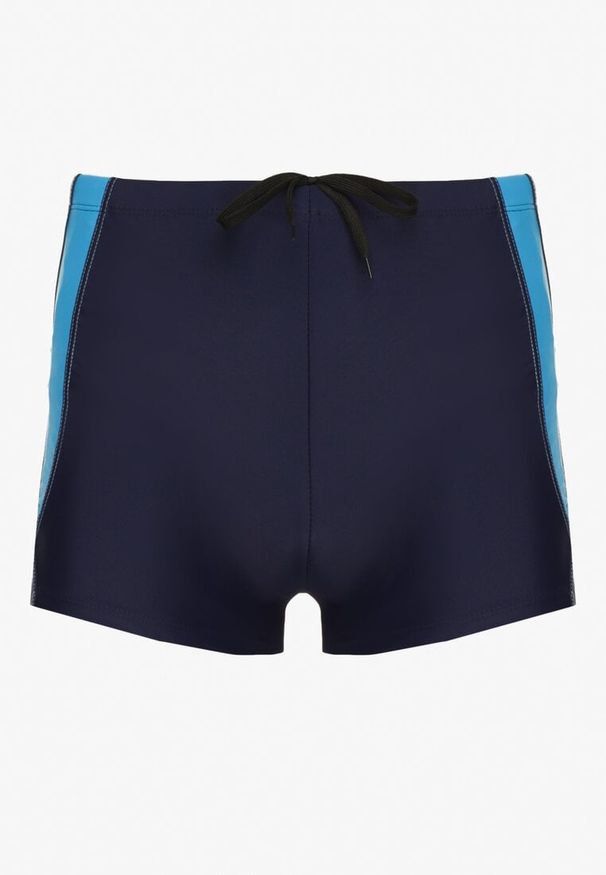 Born2be - Niebieskie Kąpielówki Bokserki ze Ściągaczem w Pasie Milannea. Kolekcja: plus size. Kolor: niebieski