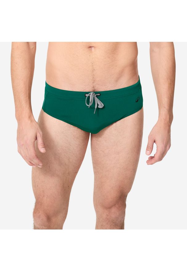 Decathlon - Slipki pływackie męskie Nabaiji 100 Plus. Kolor: zielony. Materiał: poliester, materiał