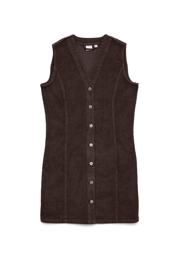 Vero Moda Sukienka codzienna Eden 10333959 Brązowy Regular Fit. Okazja: na co dzień. Kolor: brązowy. Materiał: bawełna. Typ sukienki: proste. Styl: casual