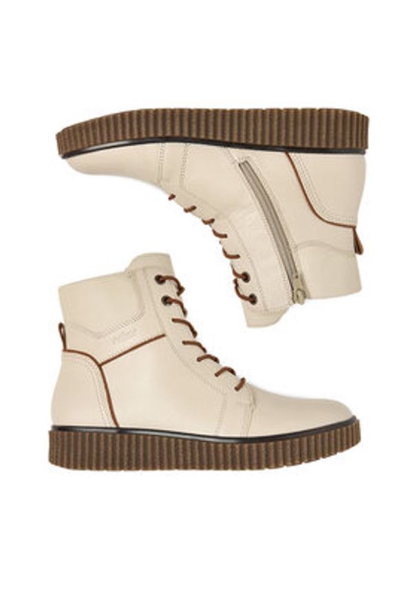 Rieker Trzewiki Y4303-80 Écru. Materiał: skóra