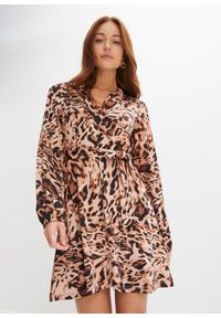 bonprix - Sukienka w cętki leoparda. Kolor: czarny. Styl: elegancki